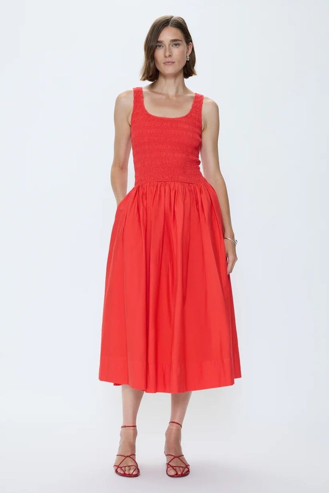 strapless open back dress Monaco Red Dress with Scarf  MATTERS